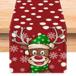 Christmas cartoon reindeer table flag Christmas snowflakes polka dot linen tablecloth kitchen table decoration tablecloth mat - V.I.P Digital Presence
