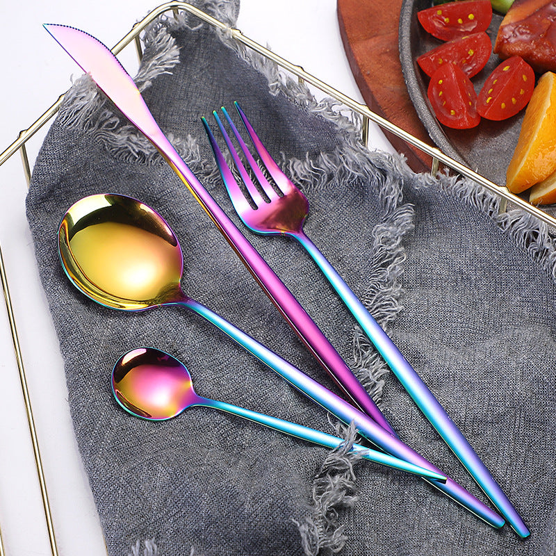 Portuguese Stainless Steel Knife Fork Spoon Golden Steak Knife Fork Set Four-Piece Tableware Set - V.I.P Digital Presence