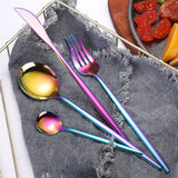 Portuguese Stainless Steel Knife Fork Spoon Golden Steak Knife Fork Set Four-Piece Tableware Set - V.I.P Digital Presence