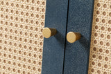 Handcrafted Premium Grain Panels Rattan Sideboard Buffer Cabinet Accent Storage Cabinet With 4 Rattan Doors BLUE - V.I.P Digital Presence