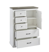 Farmhouse 5 drawer bedroom dressing table, high drawer cabinet white wooden bedroom dressing table. - V.I.P Digital Presence
