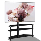 35.4 inch Black Multi-function TV Stand Height Adjustable Bracket Swivel 3-Tier - V.I.P Digital Presence