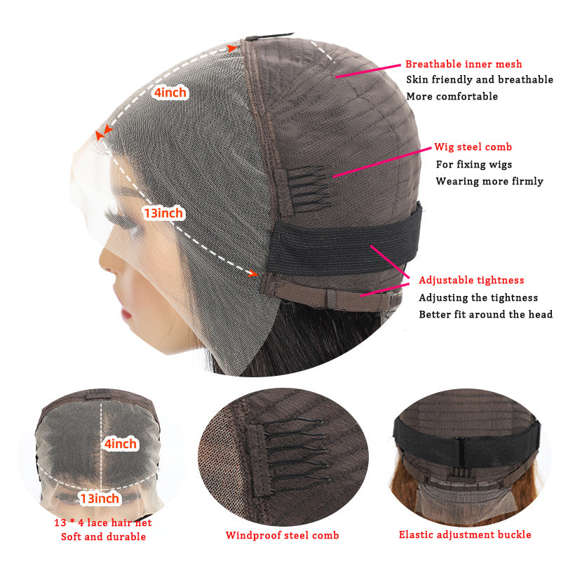 Front Lace Wig Headband Real Human Hair 13 * 4 Bob Wig Straight Human Hair - V.I.P Digital Presence