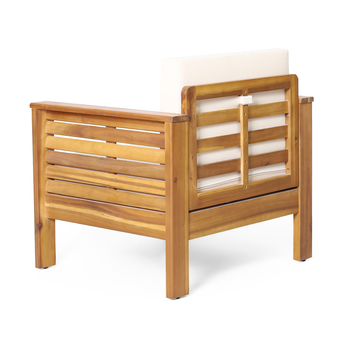 ( Set of 2) Outdoor Acacia Wood Club Chairs with Cushions, Teak+Beige, 27.75"D x 32"W x 27.75"H - V.I.P Digital Presence