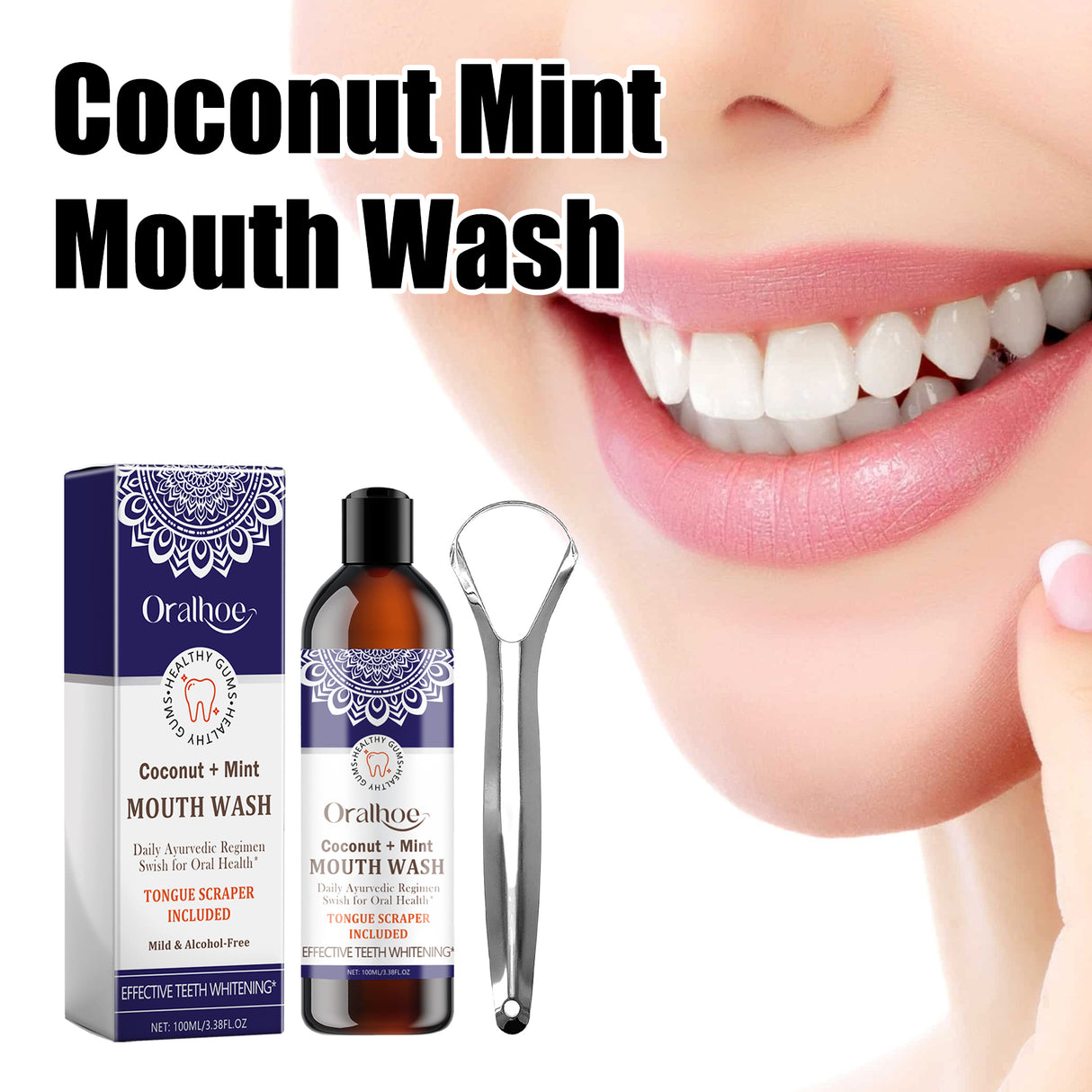 Coconut Mint Mouth Wash, Fresh Breath Clean Tongue Coating Whitening Teeth Oral Care Mouthwash - V.I.P Digital Presence