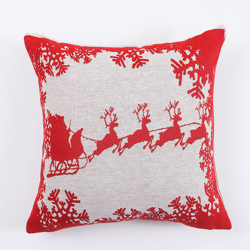 Christmas Pillow Cover (without core) Woven Cartoon Elk Snowman European and American Festival Cushion Sofa - V.I.P Digital Presence