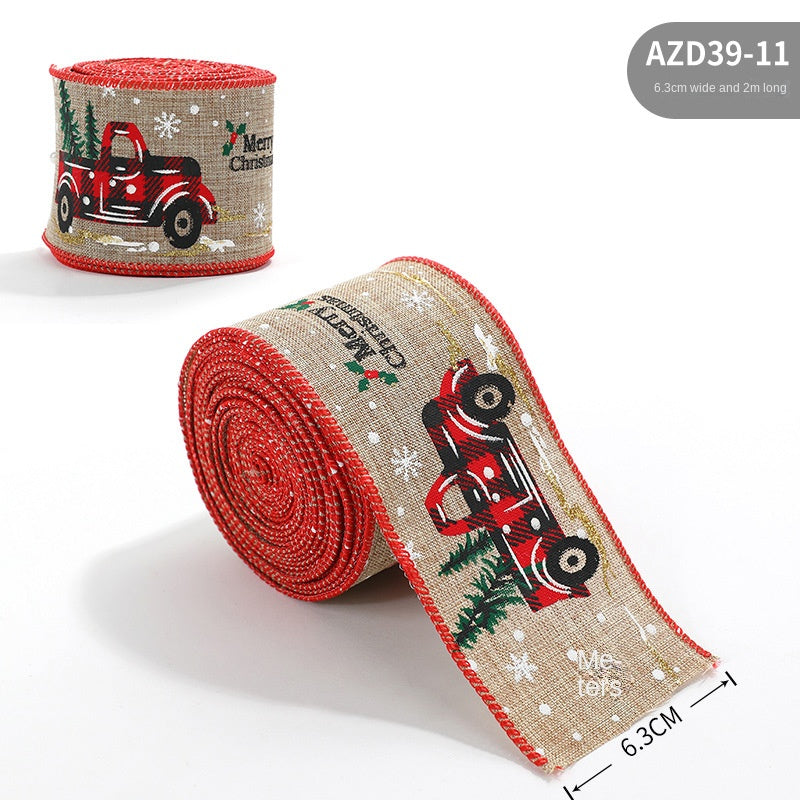 Christmas ribbon imitation linen ribbon decoration bow accessories snowflake Christmas ribbon in stock - V.I.P Digital Presence