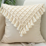 Tassels Cushion Cover 45x45cm Beige White Pillow Covers Decorative Pillow Case Square Home Boho Decor Macrame Pillowcase - V.I.P Digital Presence