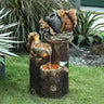 Solar resin duck garden fountain with LED squirrel design, outdoor decor (E2). - V.I.P Digital Presence
