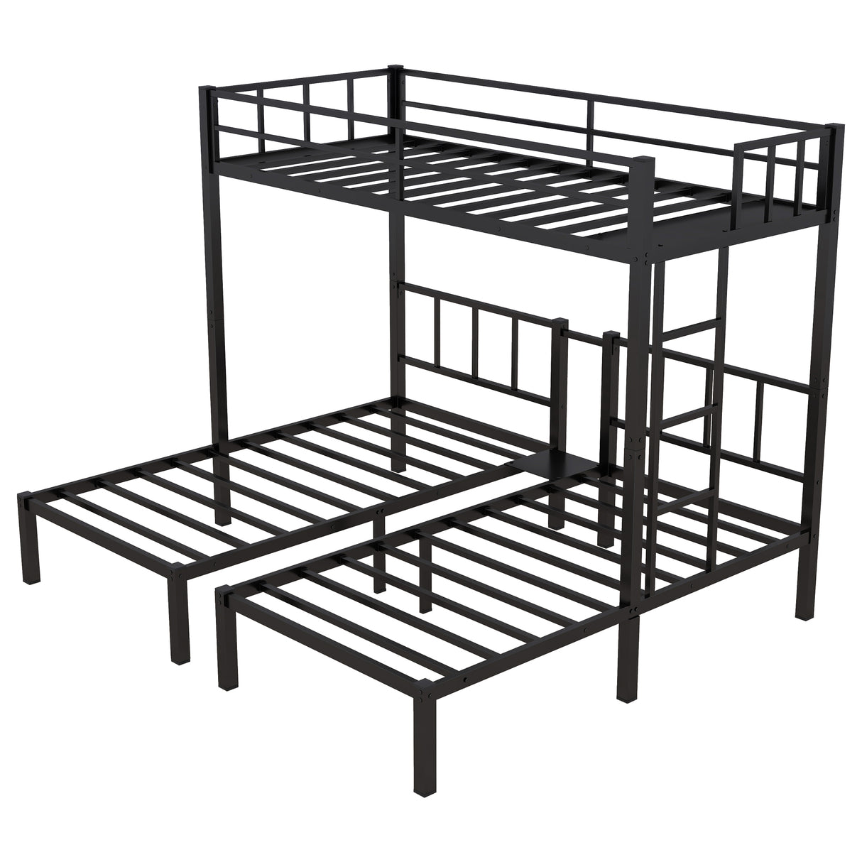 Twin over Twin & Twin Bunk Beds for 3, Twin XL over Twin & Twin Bunk Bed Metal Triple Bunk Bed, Black - V.I.P Digital Presence