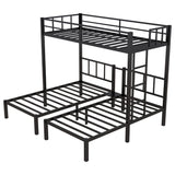 Twin over Twin & Twin Bunk Beds for 3, Twin XL over Twin & Twin Bunk Bed Metal Triple Bunk Bed, Black - V.I.P Digital Presence