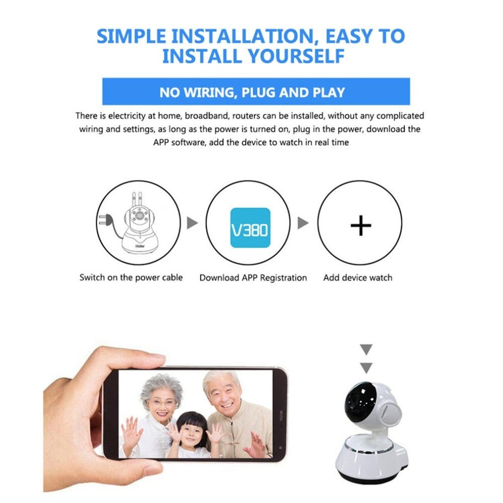 Baby Monitor Portable WiFi IP Camera 720P HD Wireless Smart Baby Camera Audio Video Record Surveillance Home Security Camera - V.I.P Digital Presence