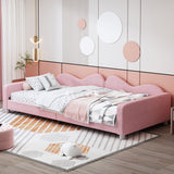 Twin size Upholstered Daybed, Sherpa Fabric Sofabed with Cloud-Shaped Backrest, No Box-spring Needed, Pink - V.I.P Digital Presence
