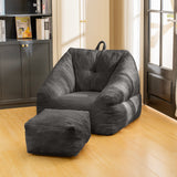 Beanbag chair with filler, beanbag sofa with tufted soft filler with memory foam, black - V.I.P Digital Presence