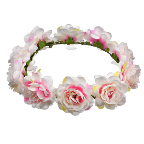Bohemian Beach Rose Blossom Hair Hoop Bride Flower Ring Hair Strap - V.I.P Digital Presence