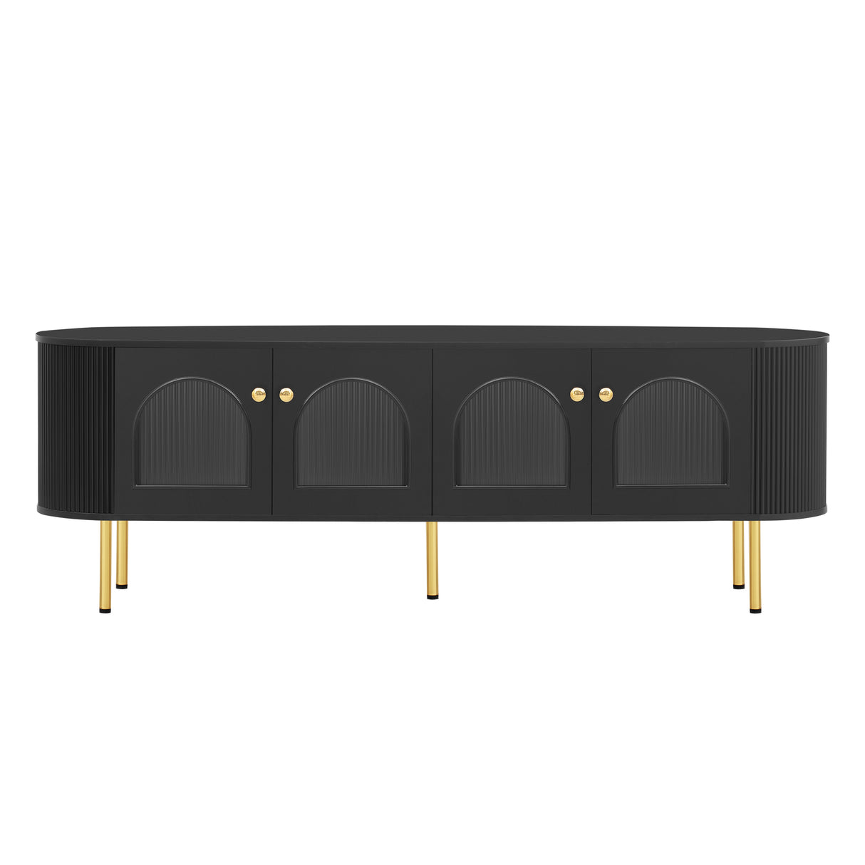 U-Can Modern TV Stand for TVs up to 80 Inches with 4 Cabinets with Metal Legs and Handles for Living room, Black - V.I.P Digital Presence