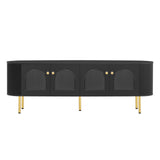 U-Can Modern TV Stand for TVs up to 80 Inches with 4 Cabinets with Metal Legs and Handles for Living room, Black - V.I.P Digital Presence