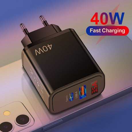 Digital display mobile phone charger PD+USB fast charging mobile phone charging head - V.I.P Digital Presence