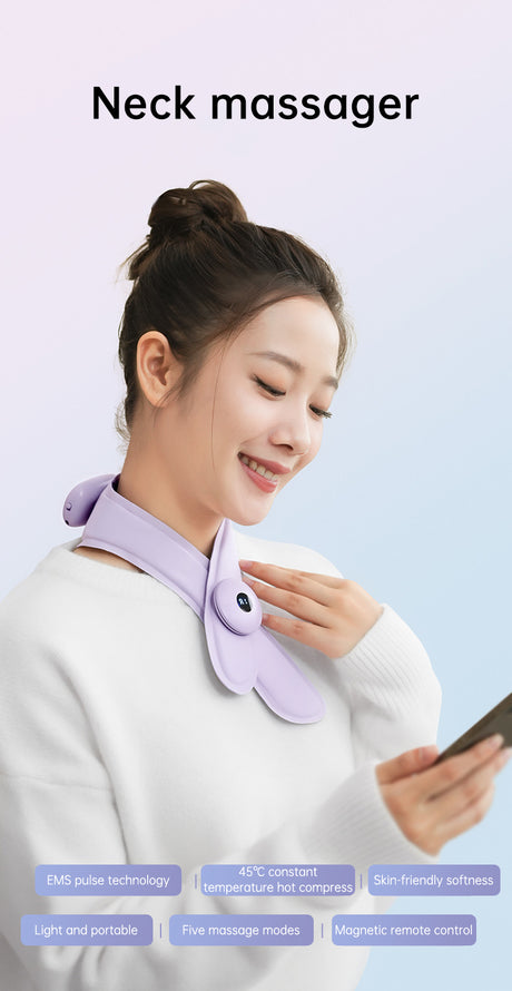 Neck Massager with Heat, Portable Neck Lymphatic Massager for Pain & Fatigue Relief - V.I.P Digital Presence