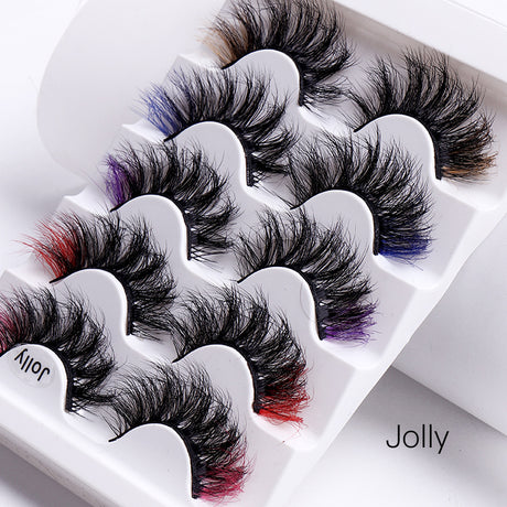 5 Pairs Of Colorful Fried False Eyelashes Multi Layer Thick Cross Mink Like Eyelashes - V.I.P Digital Presence