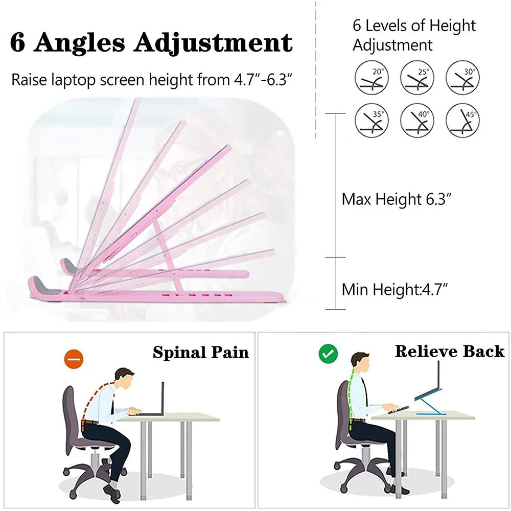 Universal Laptop Stand Adjustable Notebook Holder for Macbook Non-slip Foldable Cooling Base Bracket for Laptop/Tablet/phone - V.I.P Digital Presence