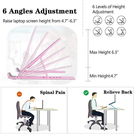 Universal Laptop Stand Adjustable Notebook Holder for Macbook Non-slip Foldable Cooling Base Bracket for Laptop/Tablet/phone - V.I.P Digital Presence