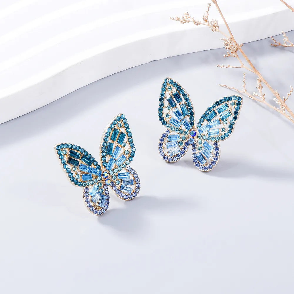 Alloy Inlaid Rhinestone Butterfly Earrings - V.I.P Digital Presence