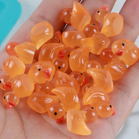 Resin luminous cartoon three-dimensional cute cartoon duck DIY car ornament keychain micro landscape hair clip decoration - V.I.P Digital Presence