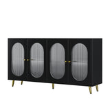 Modern Accent Sideboard Cabinet with Acrylic Doors, Freestanding Storage Cupboard Console Table for Kitchen Dining Black - V.I.P Digital Presence