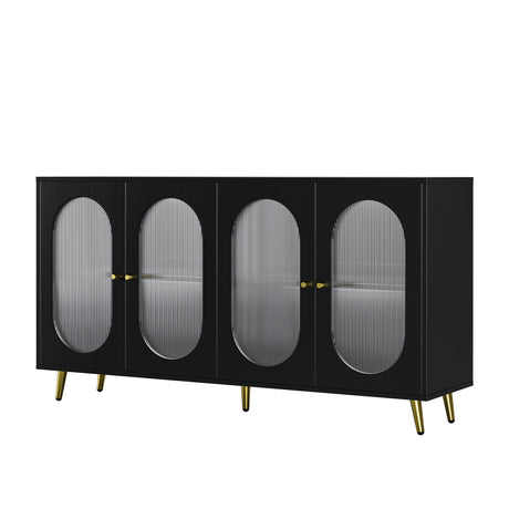 Modern Accent Sideboard Cabinet with Acrylic Doors, Freestanding Storage Cupboard Console Table for Kitchen Dining Black - V.I.P Digital Presence