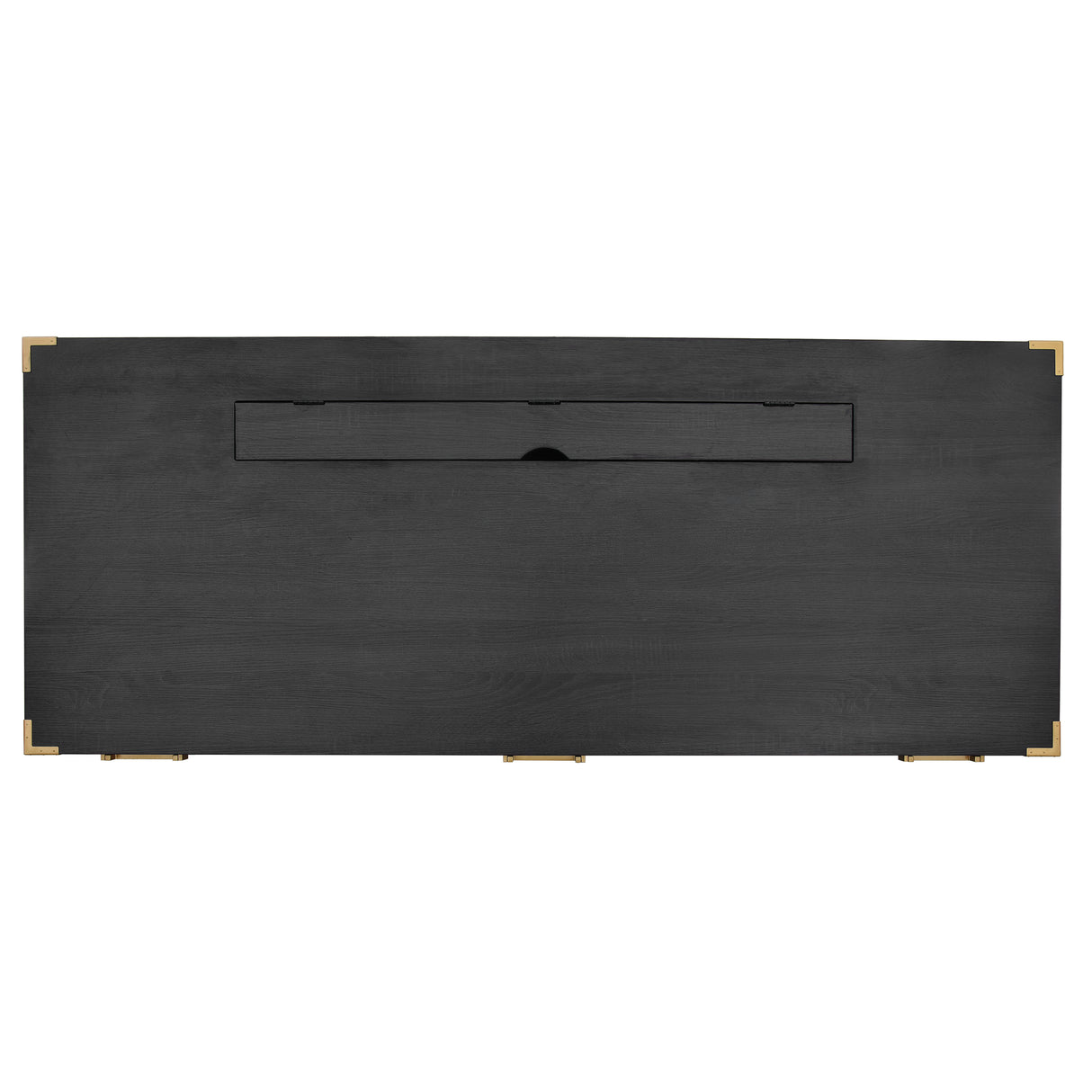 70 inch classic and traditional executive desk with metal trim, writing desk with 2 file drawers, USB ports, and sockets, black - V.I.P Digital Presence