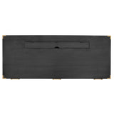 70 inch classic and traditional executive desk with metal trim, writing desk with 2 file drawers, USB ports, and sockets, black - V.I.P Digital Presence