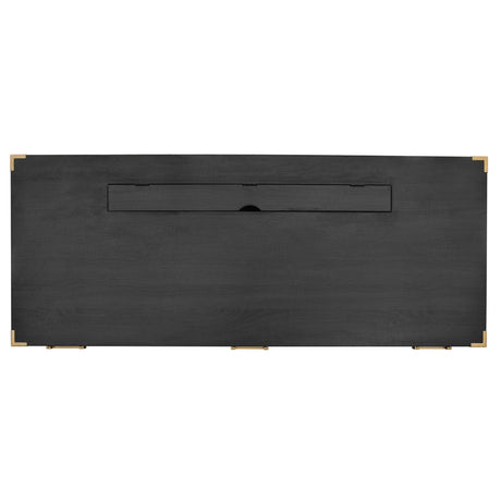 70 inch classic and traditional executive desk with metal trim, writing desk with 2 file drawers, USB ports, and sockets, black - V.I.P Digital Presence