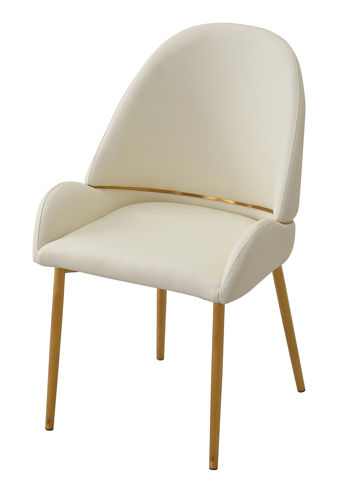 Dining Chair with PU Leather Beige color metal legs (Set of 2)（Foam + Beige + Meta） - V.I.P Digital Presence