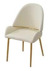 Dining Chair with PU Leather Beige color metal legs (Set of 2)（Foam + Beige + Meta） - V.I.P Digital Presence