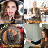 Anillo de luz LED Rovtop de 10 pulgadas y 26 cm con soporte para selfies, trípode y soporte para teléfono de iPhone para fotografía de video.