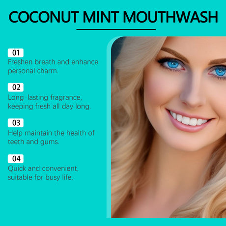 Coconut Mint Mouthwash Remove Stains, Freshen Breath And Clean Teeth With Convenient Care Mouthwash - V.I.P Digital Presence