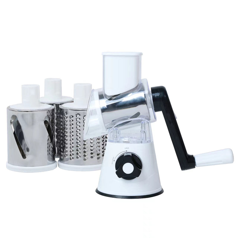 5-in-1 Cheese Grater: Gourmet, Rotary with Hand Crank, 10 Blades (3 Blades-C), for Cheese & Vegetable Slicing. - V.I.P Digital Presence