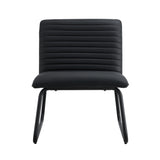 Black minimalist armless sofa chair with PU backrest paired with black metal legs