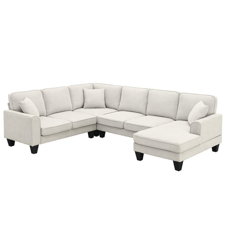 [VIDEO provided] [New] 108*85.5" Modern U Shape Sectional Sofa 7 Seat Fabric Sectional Sofa Set - V.I.P Digital Presence