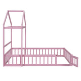 Wooden Full Size Children's Bed with Detachable Headboard and Integrated Clothes Drying Rack, Pink - V.I.P Digital Presence