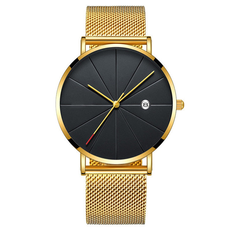 Simple Men's Watch Stainless Steel Mesh Band Watches Classic Quartz Date Wristwatch Casual Luxury Masculino Relogios - V.I.P Digital Presence