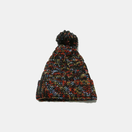 Contrast Cable-Knit Hat with Pompom - V.I.P Digital Presence