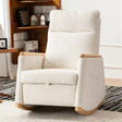 Accent Rocking Chair with Footrest High Back Rubber Wood Rocking Legs Bedroom Living Space 38.6D X 26.8W X 40.6H Inch - V.I.P Digital Presence