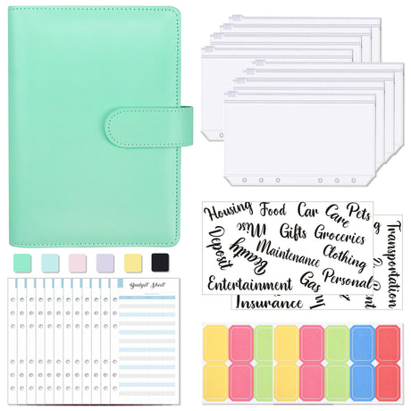 A6 Loose-Leaf Binder Budget Book Macaron Notebook Leather PU Loose-Leaf Book Cash Budget Handbook - V.I.P Digital Presence