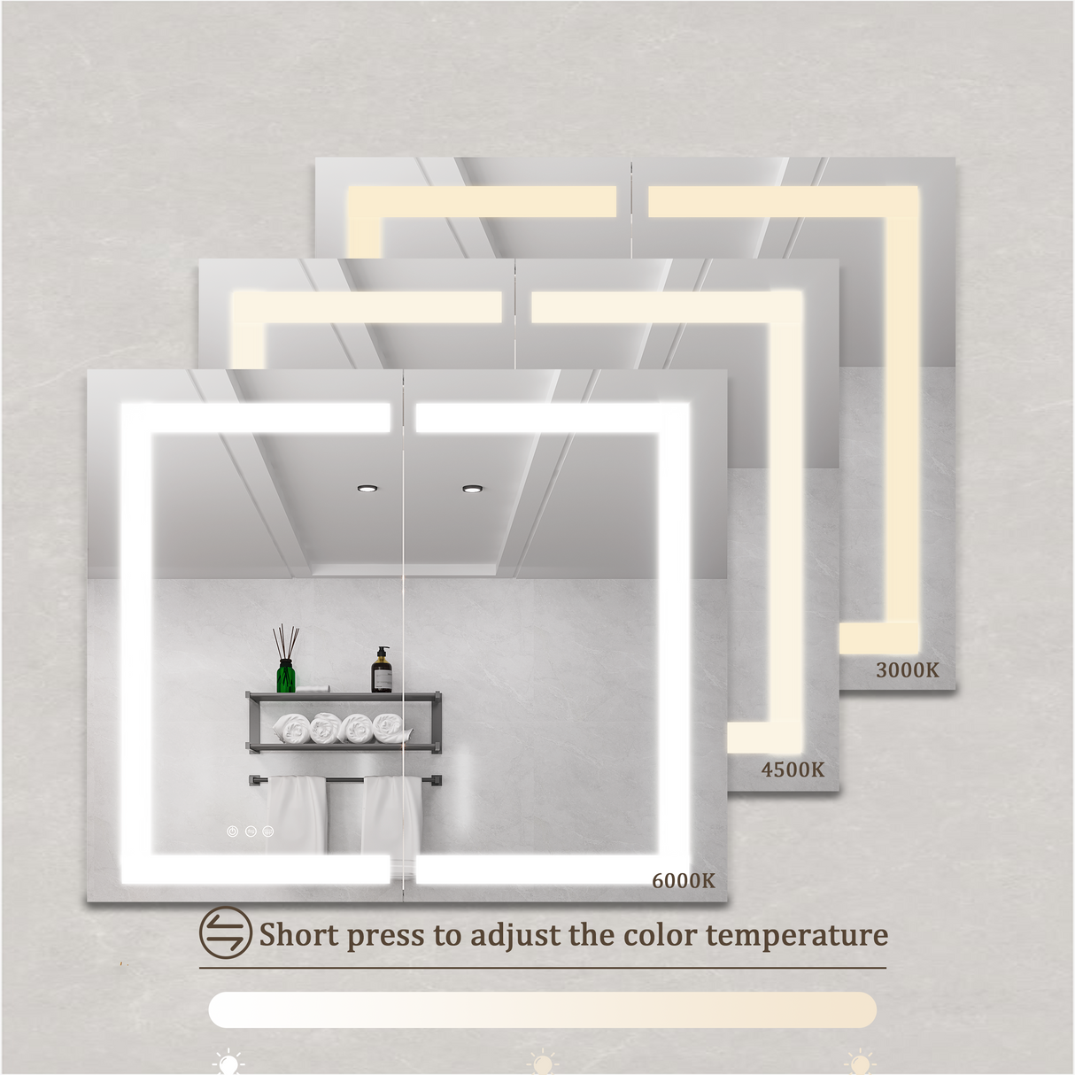 36 x 30 inch Medicine Cabinet with LED Vanity Mirror Anti-Fog  Recessed or Surface Mount Waterproof DimmableAluminum 3000K~6000K Lighted Double Door Bathroom Cabinet with Touch Switch - V.I.P Digital Presence