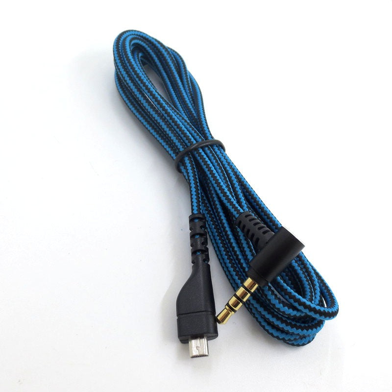 Suitable for Arctis 3 5 7 Sairui Ice Gaming Earphone Cable Blue Black Stripe Audio Cable - V.I.P Digital Presence
