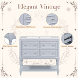 36" Bathroom Vanity Cabinet with Sink Combo Set, Undermount Resin Sink, Free Standing Vanity Set with 4 Drawers Blue - V.I.P Digital Presence