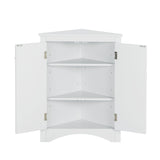 White Triangle Bathroom Storage Cabinet with Adjustable Shelves, Freestanding Floor Cabinet for Home Kitchen - V.I.P Digital Presence