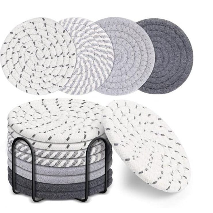 Cotton thread placemat hand woven insulation mat bowl mat cup mat thickened and simple cotton linen table mat - V.I.P Digital Presence